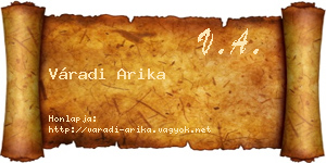Váradi Arika névjegykártya